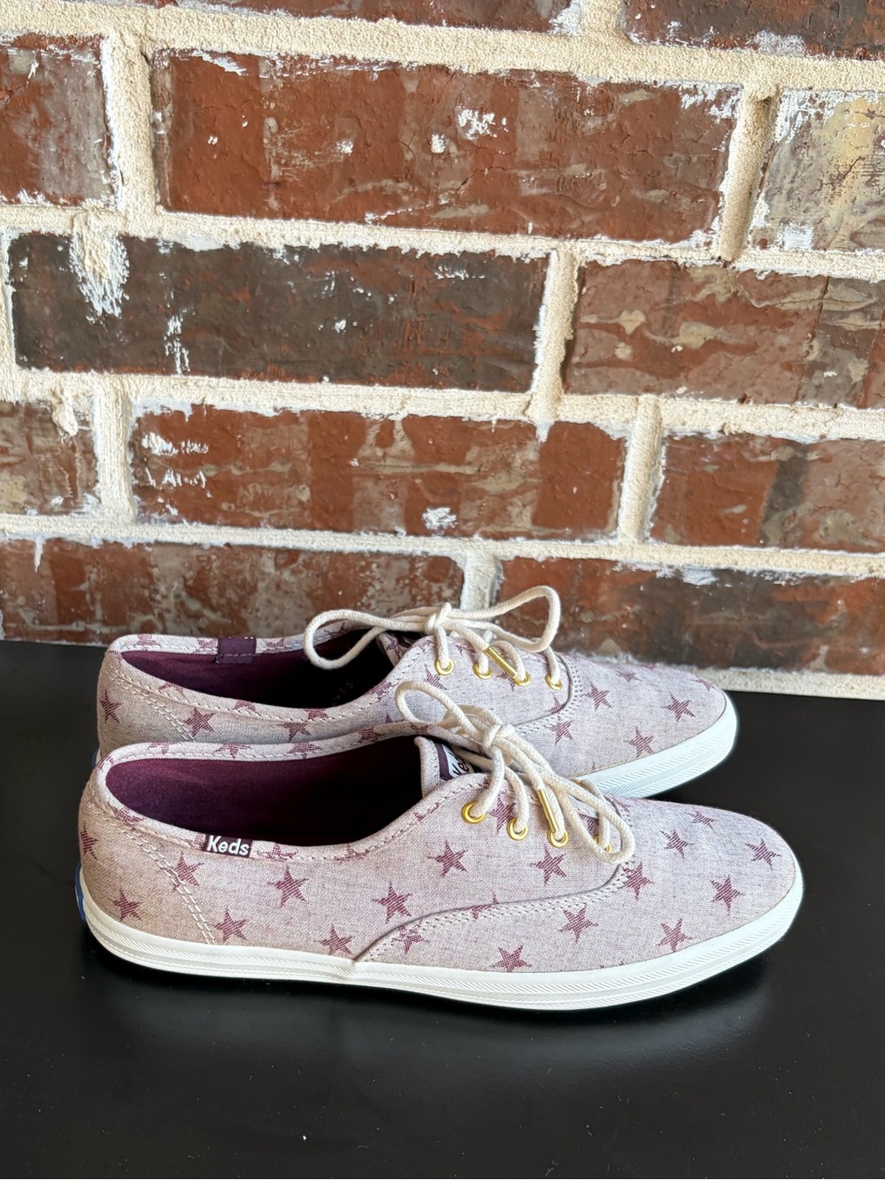 Keds Champion Star Light Maroon Chambray Sneakers Size 8